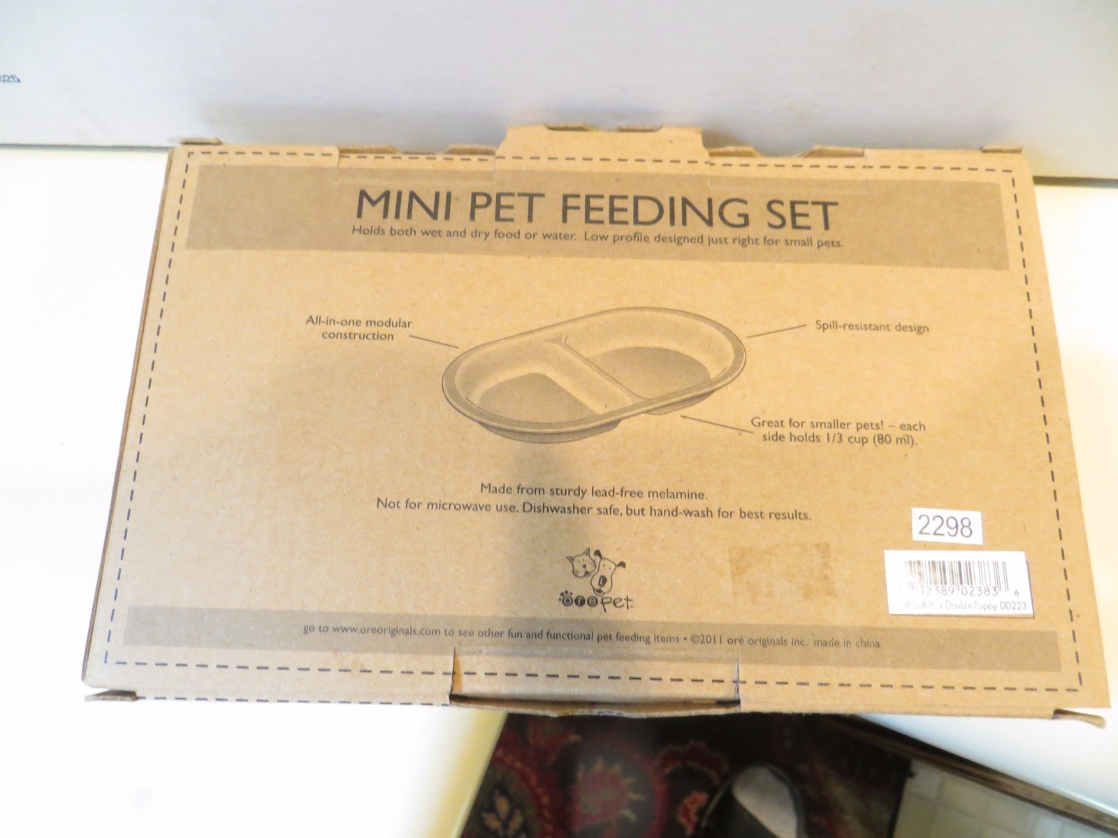 Pet Dog Feeding Bowl Food Dish Feeder 2 Section