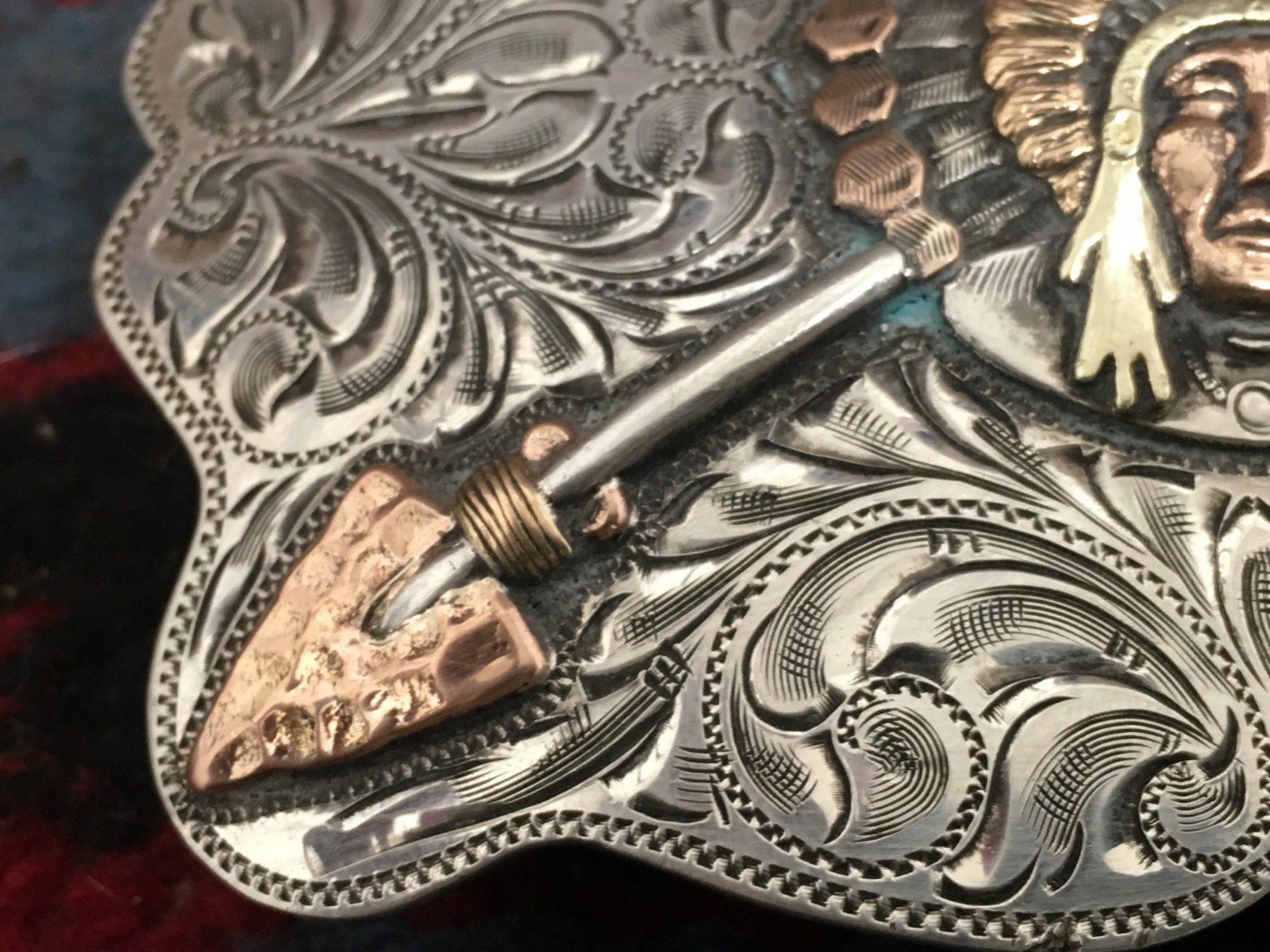 BOHLIN CHEIF STERLING 14K TROPHY STYLE BUCKLE