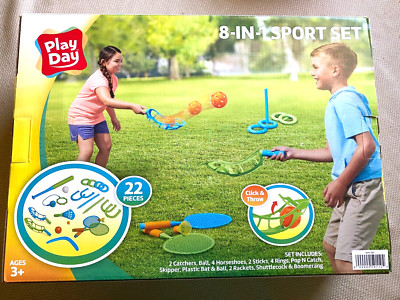 NEW Play Day 8 in 1 Sport Set 22 Pieces Children Outdoor Games