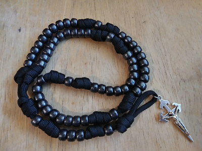 Black Hematite Gunmetal Paracord Rosary St. James Camino de Santiago Arrow Cross