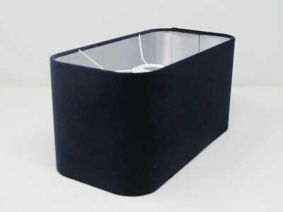 Lampshade Navy Blue Velvet Brushed Silver Rounded Rectangle Light