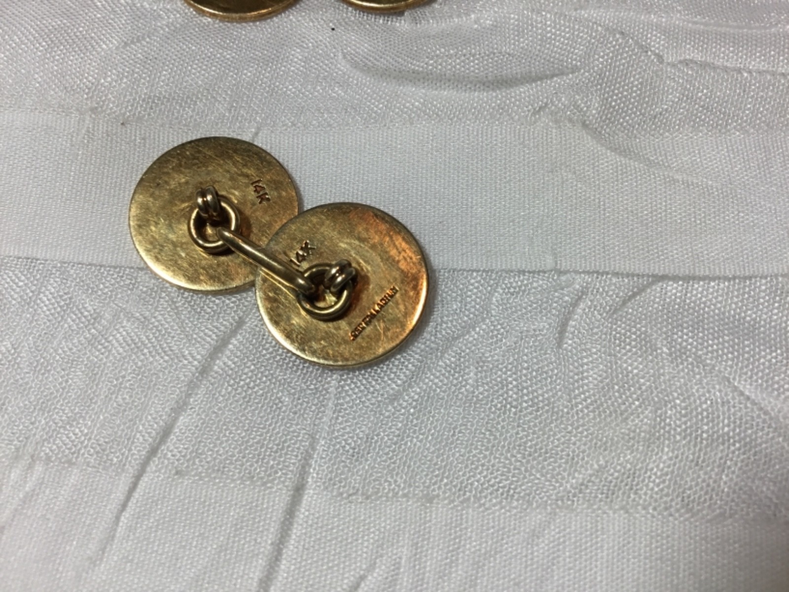 WW2 USN Initial Engraved 14k Gold & 950 Palladium Cuff Links 12 grams total