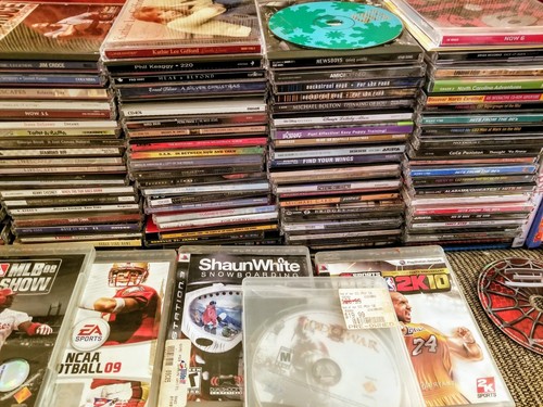 HUGE MIXED MEDIA LOT GAMES-CDS-DVDS-ETC