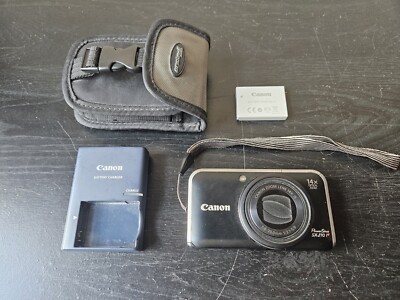 Canon PowerShot SX210 IS 14.1MP Digital Camera Black Battery Case 14x Zoom