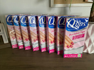 New Q-Tips Cotton Swabs Precision Tip 170 Count Beauty Tool - Lot Of 8