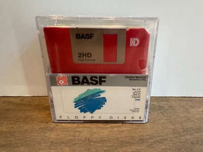 VTG BASF 3.5'' 5-Color Floppy Disk 10 Pack 2-Sided 2HD High Density NEW SEALED