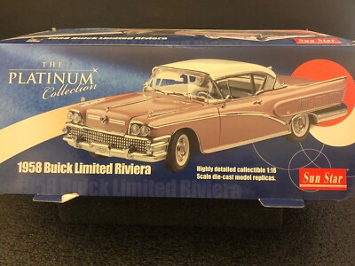 SunStar 1958 Buick Limited Riviera Coupe Colonial Blue MINT 1:18 Diecast 4802