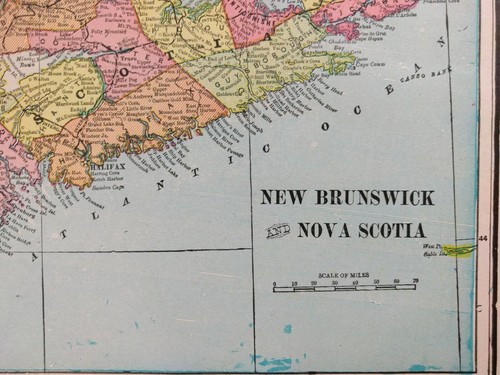 Vintage 1900 NEW BRUNSWICK & NOVA SCOTIA CANADA Map 14