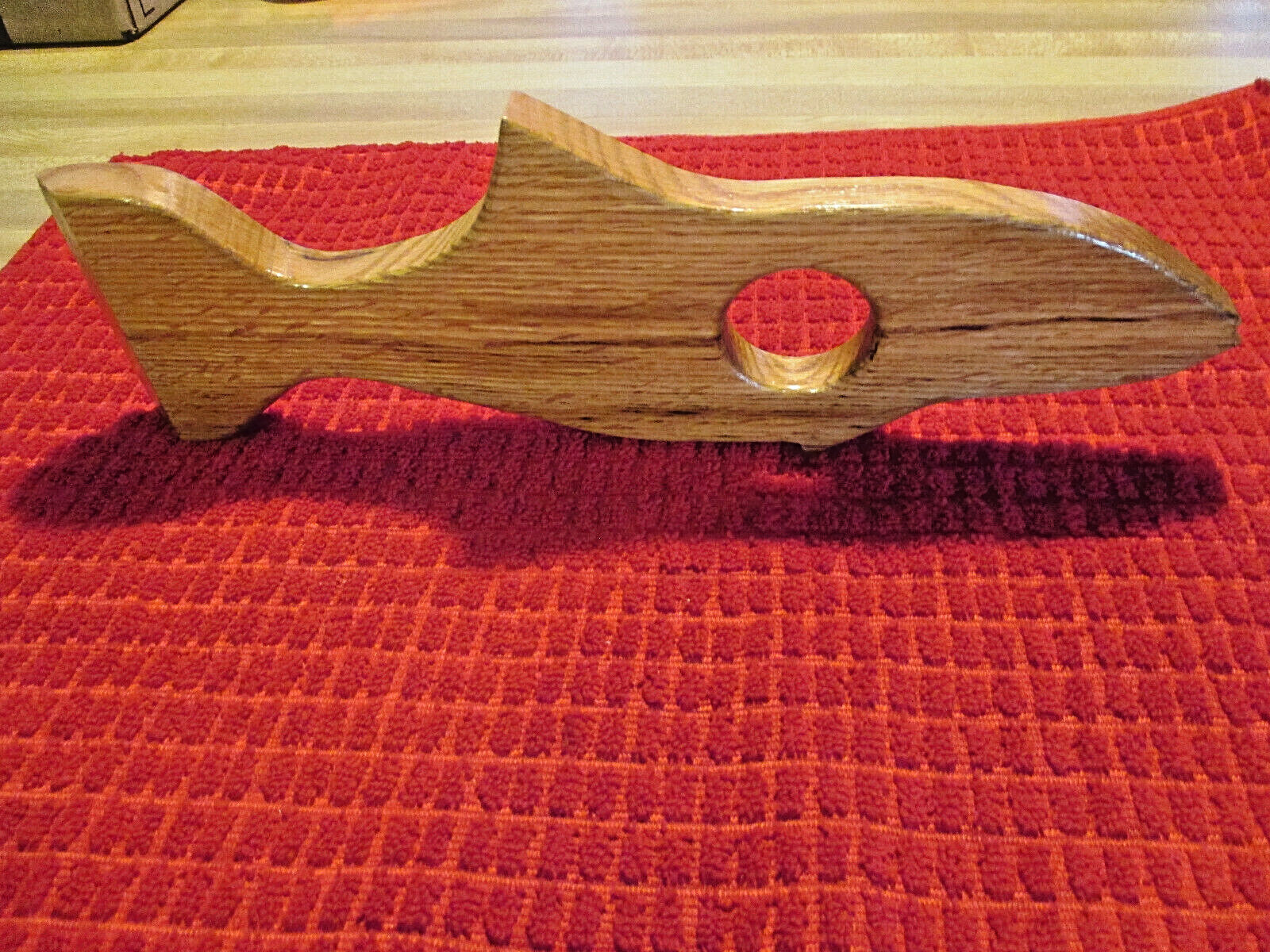 Wooden Fish Design Wine Bottle Balance Holder ~ Excellent - Preowned - Unique!