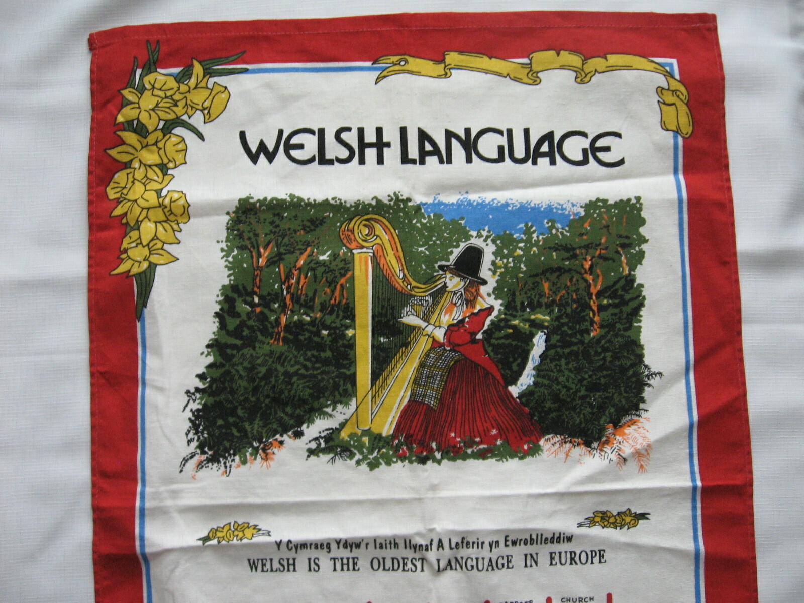 Welsh Language cotton linen towel wall hanging 30