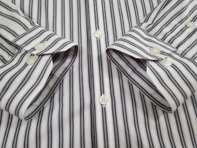 Marc Anthony Shirt Button Up Mens XL Slim Fit Long Sleeve White Black Stripe