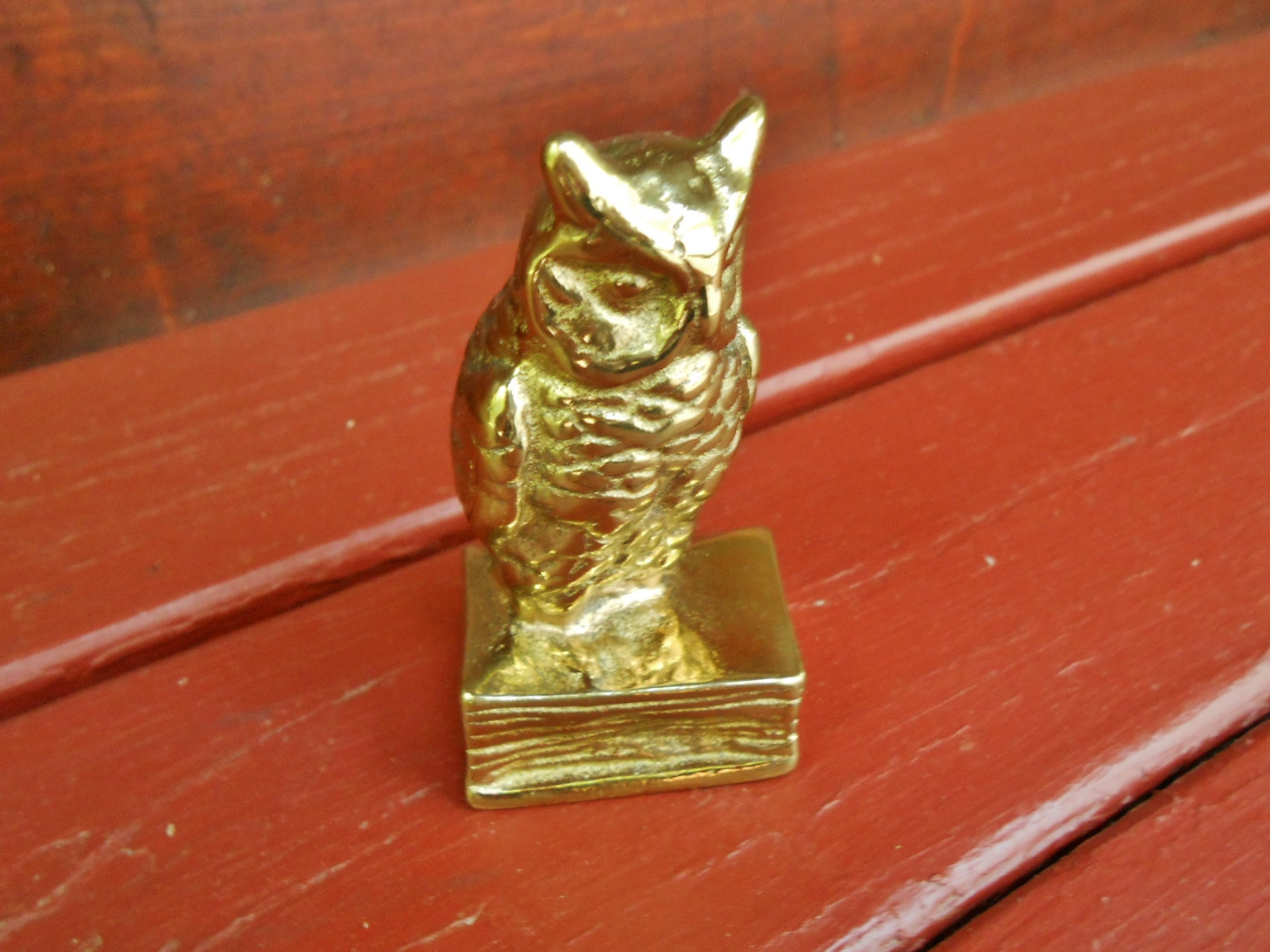 BRASS OWL PAPERWEIGHT SAND CAST VIRGINIA METALCRAFTERS CLEAN WELL HALLMARKED