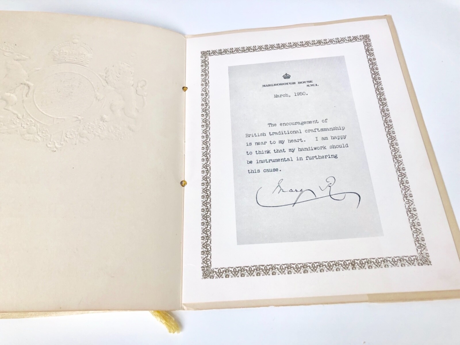 Antique 1950 QUEEN MARY’S CARPET Official Souvenir Booklet Protective Cover