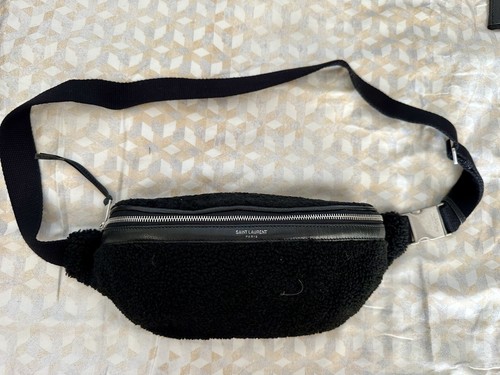 NWOT SAINT LAURENT Shearling Waist Pouch Cross Shoulder Bag