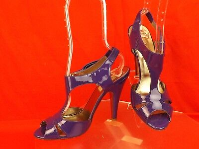 Pre-owned Valentino Garavani Violet Patent Leather Bow Slingback Sandals Pumps 39.5 In Violet/purple