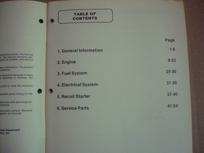 New Genuine Arctic Cat 1987 Kitty Cat Parts And Service Service Manual