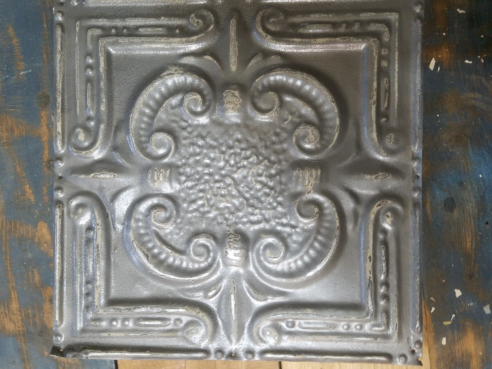 24x12 Antique Tin Ceiling Tile Vintage metal for craft projects decor