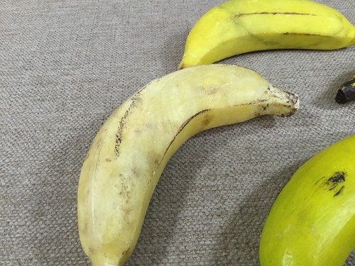 6 RARE Antique Vintage Italian Alabaster Stone Fruit Carved Big Bananas Real
