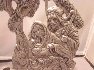 Carson Pewter Nativity Scene Cast Pewter Candle Holder 10