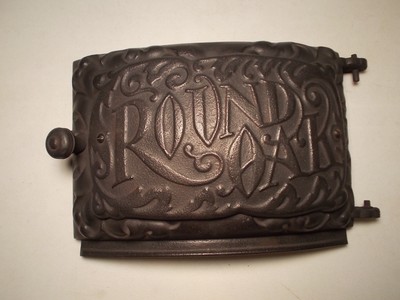 Antique Cast Iron Ornate Round Oak M20 Wood Stove Door PD Beckwith Very Nice
