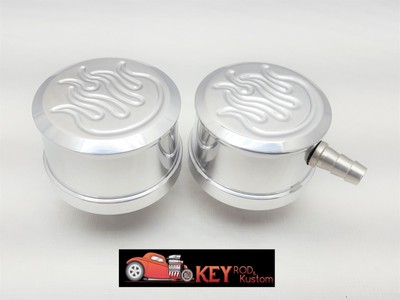 POLISHED BILLET ALUMINUM ROUND PUSH IN BREATHER PCV SET SMOOTH