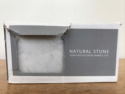 Natural Stone Box of 8 Set White Venatino Polished Marble Subway Tiles 3  x 6 