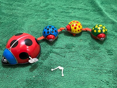 Vintage MTU Tin Mechanical Lady-Bug Family Parade in Box, Wind-Up