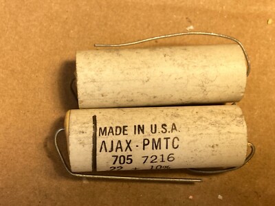 Matched Pair NOS Vintage White Ajax .22 uf 600v Guitar Amp Tone Capacitors (Qty