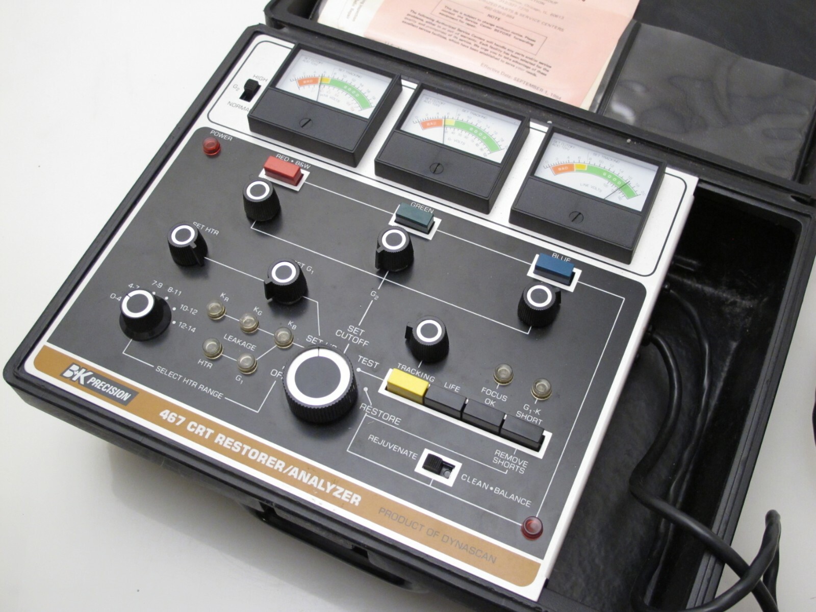 B&K 467 PICTURE TUBE RESTORER ANALYZER with attachments