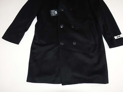 Joseph Abboud Mens Top Coat Size 40 Regular NWT Black Wool Blend Double Breasted
