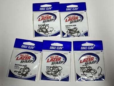 5 Packs Eagle Claw Lazer Sharp Baitholder Size 4 Bulk