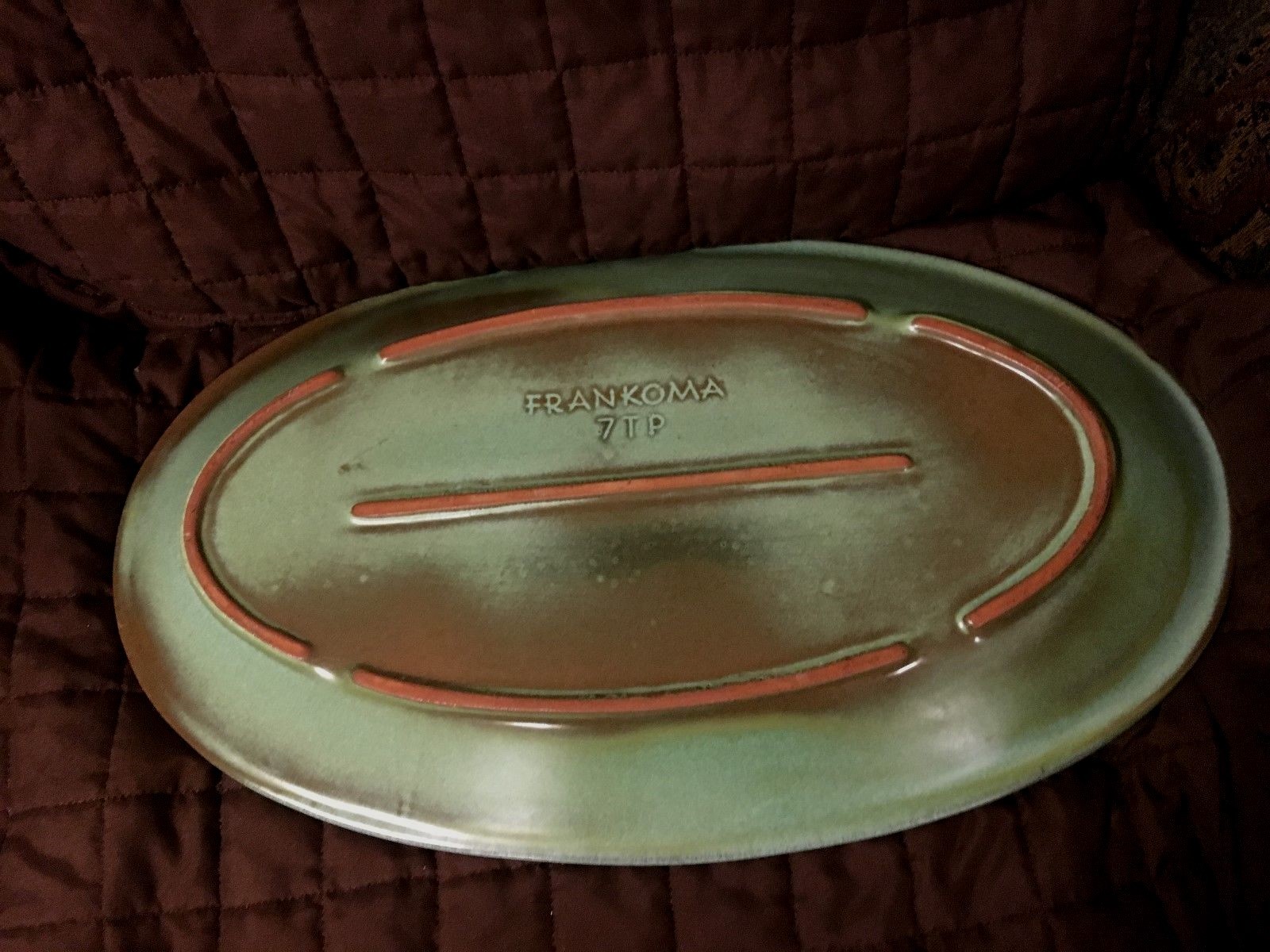 vintage FRANKOMA Prairie Green Large Serving Platter, 17 3/4