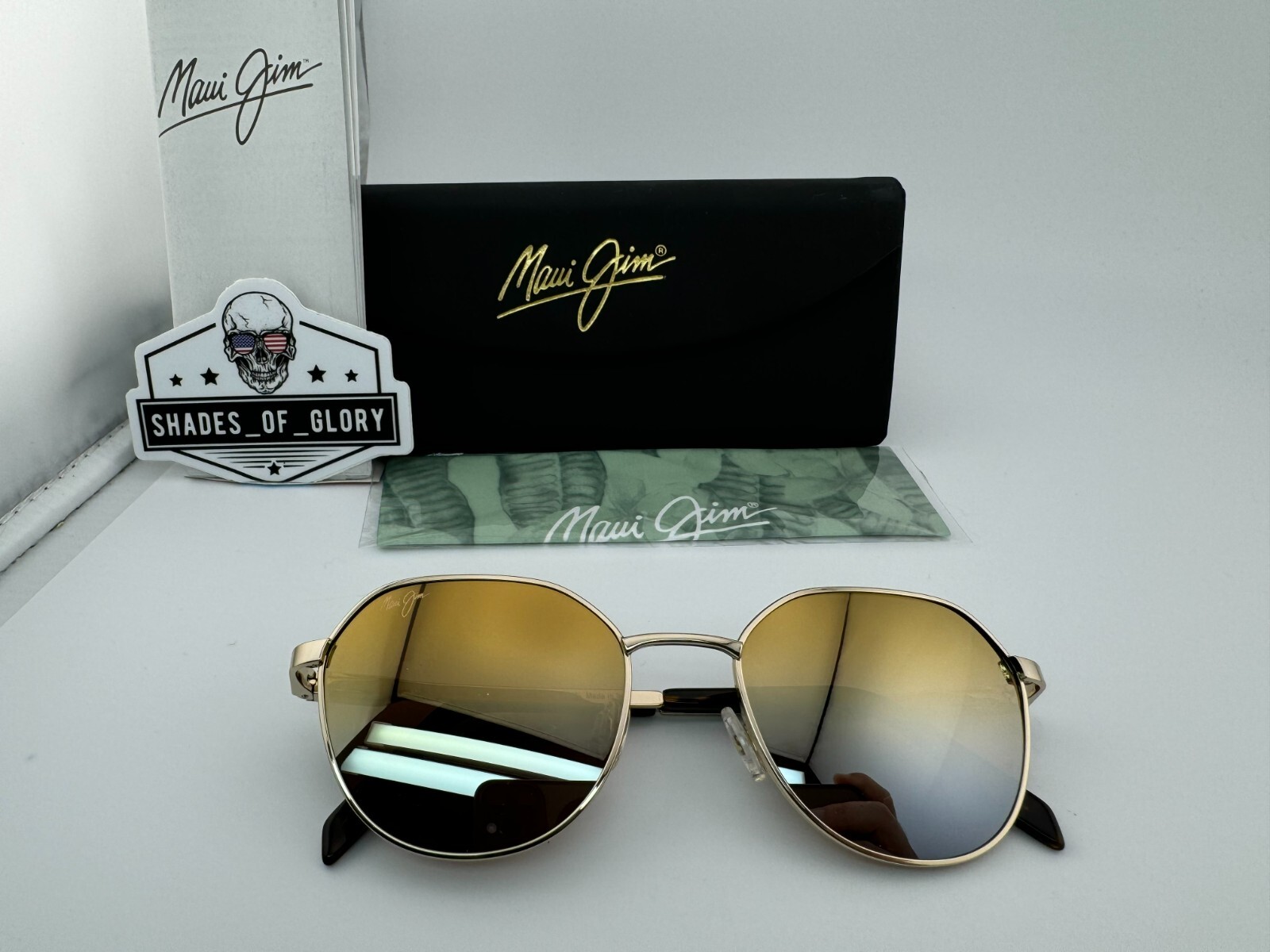 Pre-owned Maui Jim Hukilau Mj 845-16 Gold To Silver Dual Mirror Polarized Sunglasses