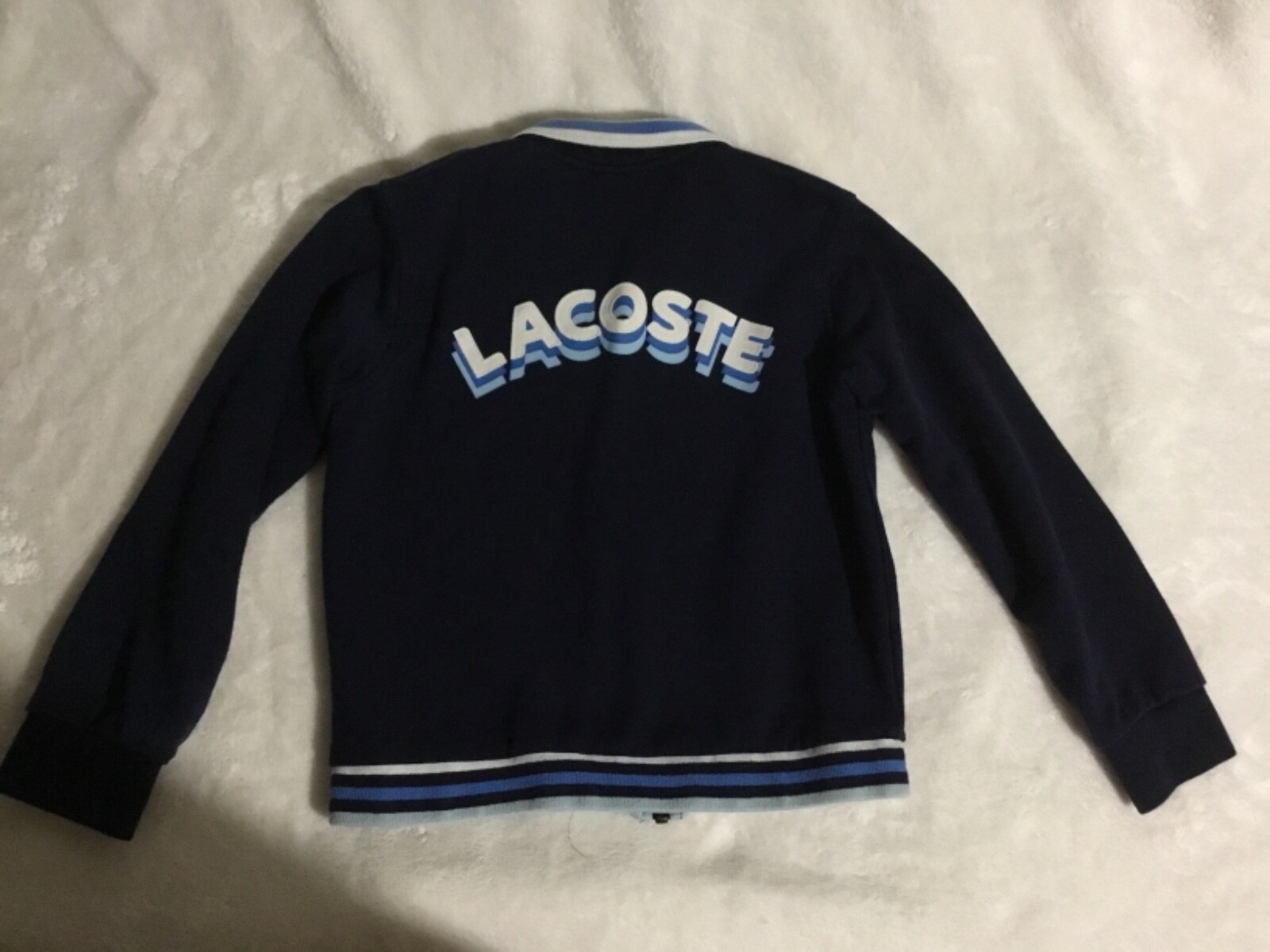 Lacoste Sport Youth Boys Sz 10 Light Jacket sweatshirt coat Blue Full Zipper