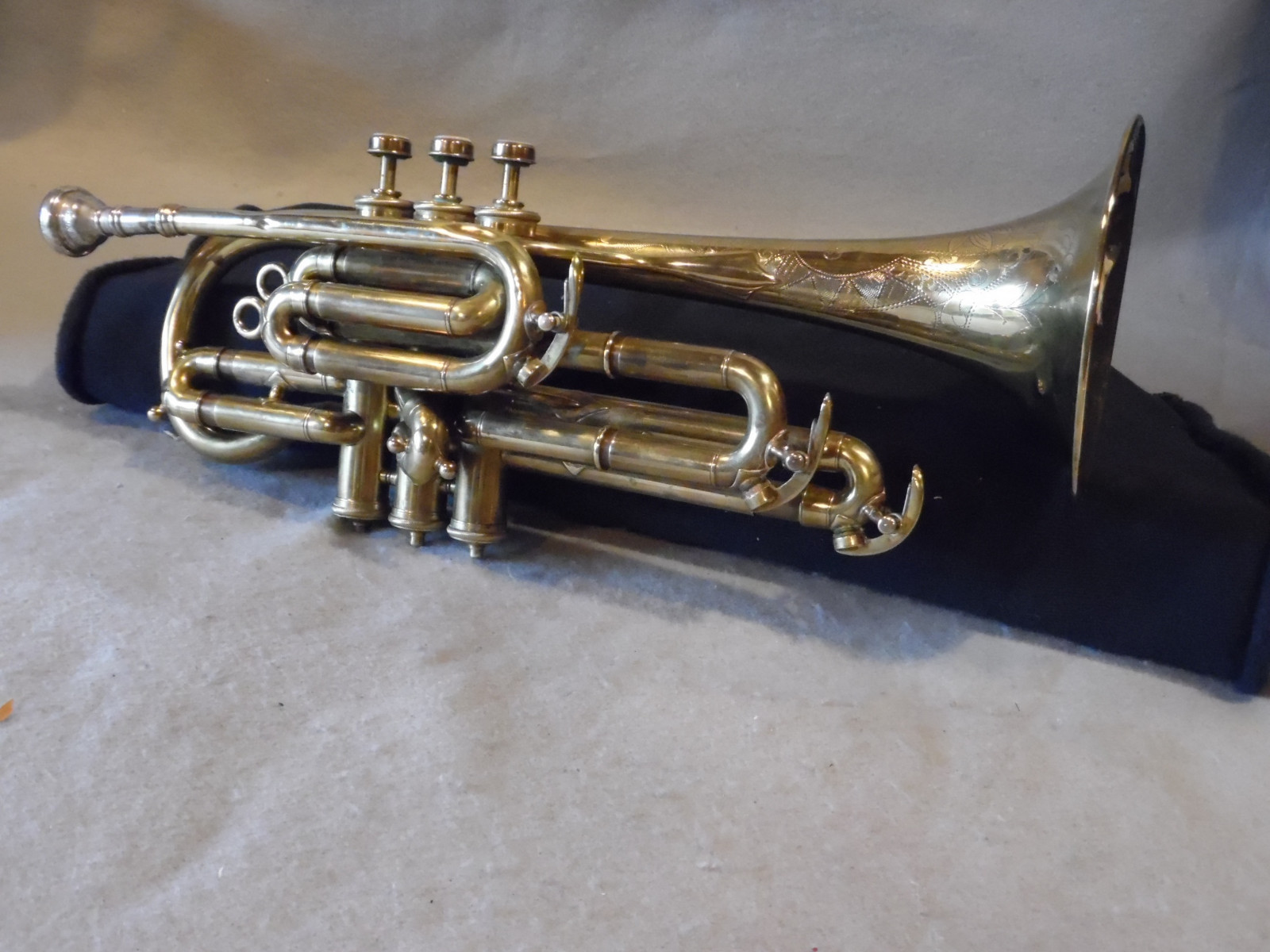 Vintage Rare Carlin Music Co. Brass Cornet Indianapolis Ind. German 1911 - 1937