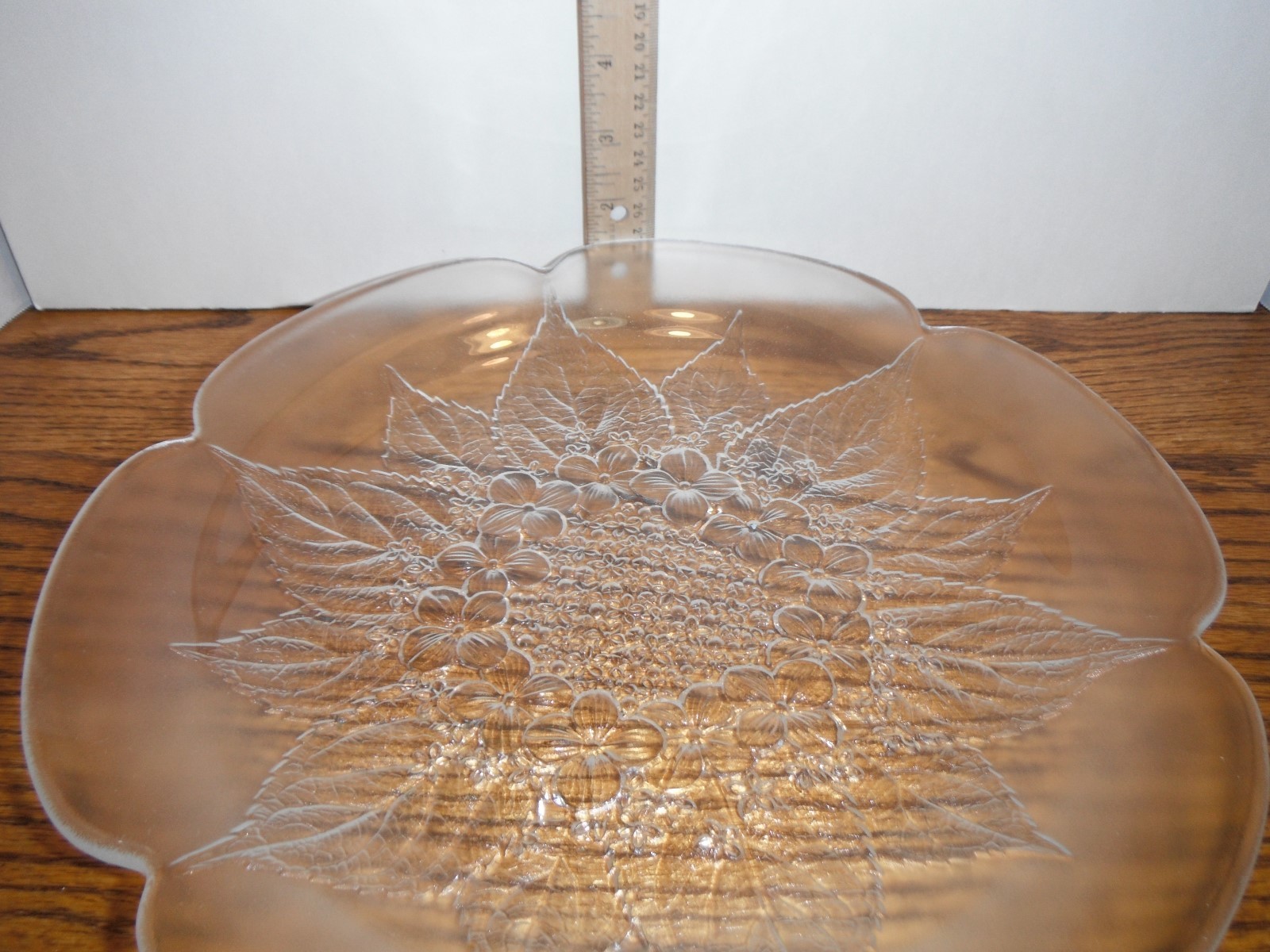 Flower Depression Clear Glass Platter Wedding  Holiday Server Plate Platter