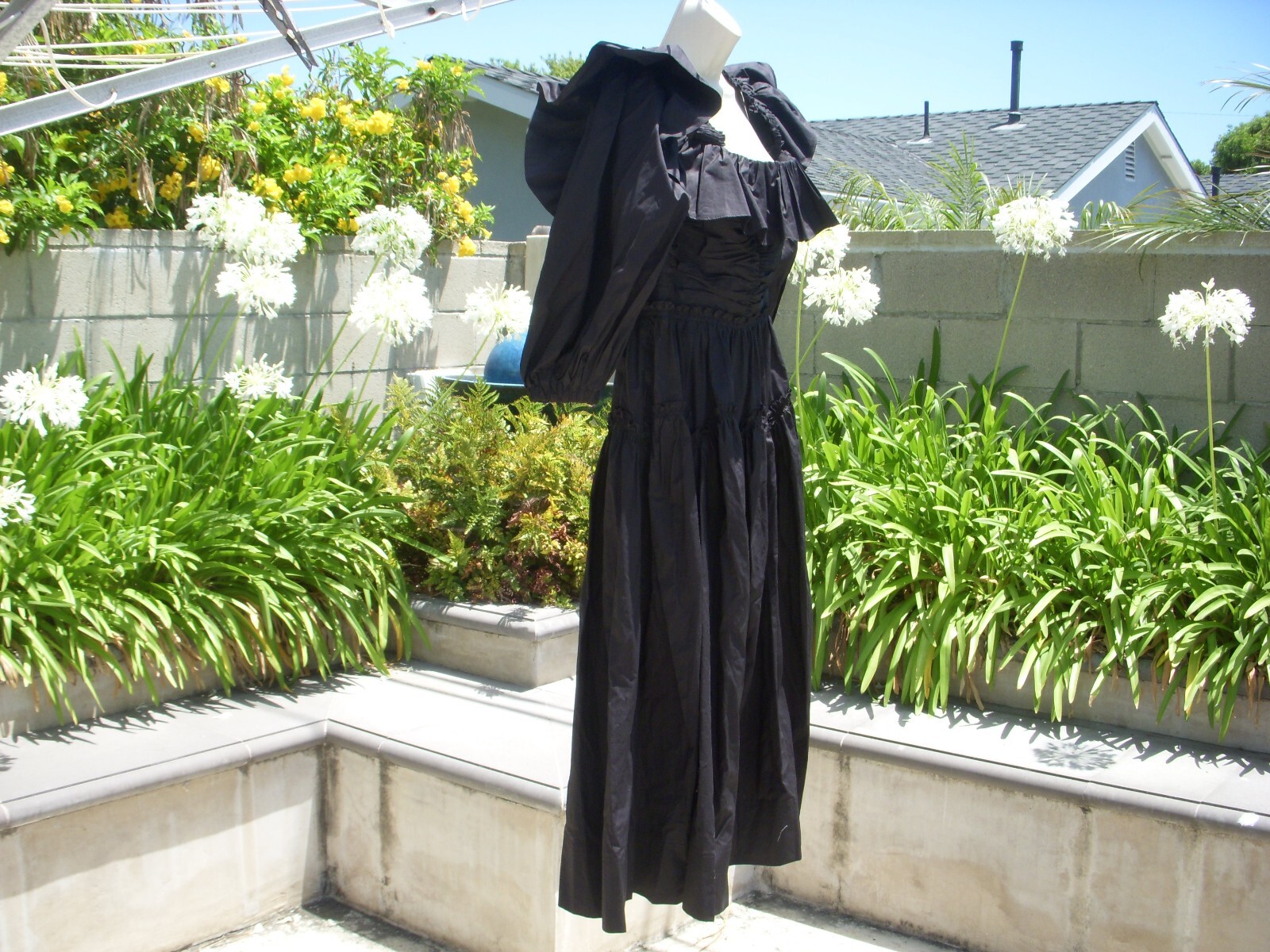 Pre-owned Ulla Johnson Caprice On/off Shoulder Black Midi Dress 100% Cotton Us 8, $520