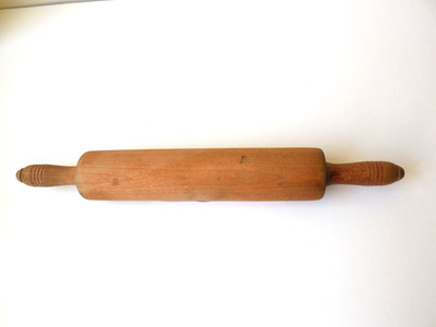 Rolling Pin - Vintage 1940's Wood Red Handled Pin - Rolls Well!