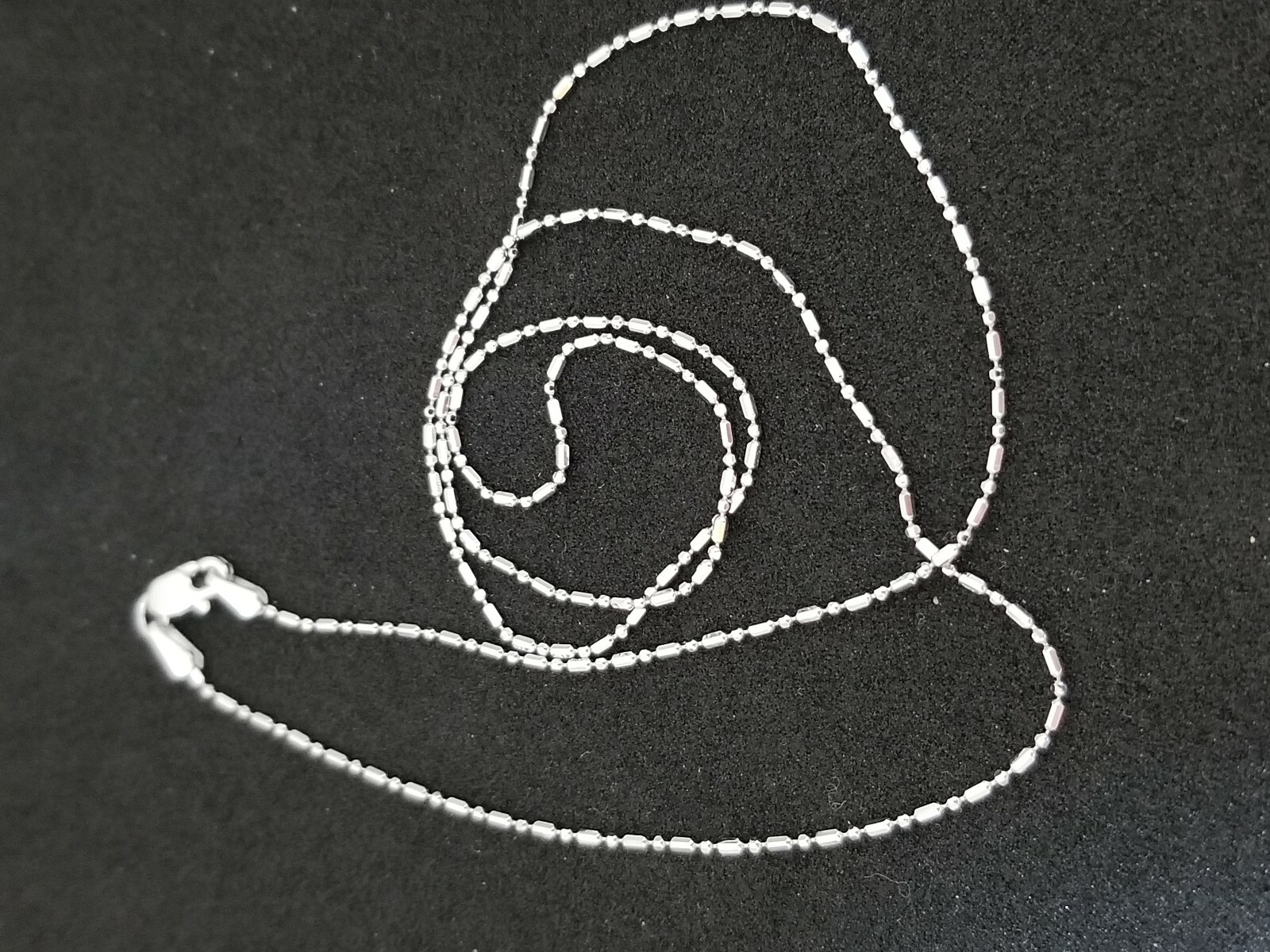 Pre-owned Teachers Jewerly 14k White Gold Bead Ball Chain 18" Round N Rectangle Diamond Cut Beads Necklace