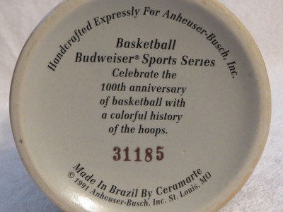 Heroes of the Hardwood 1991 Budweiser Basketball Stein Mug Anheuser Busch