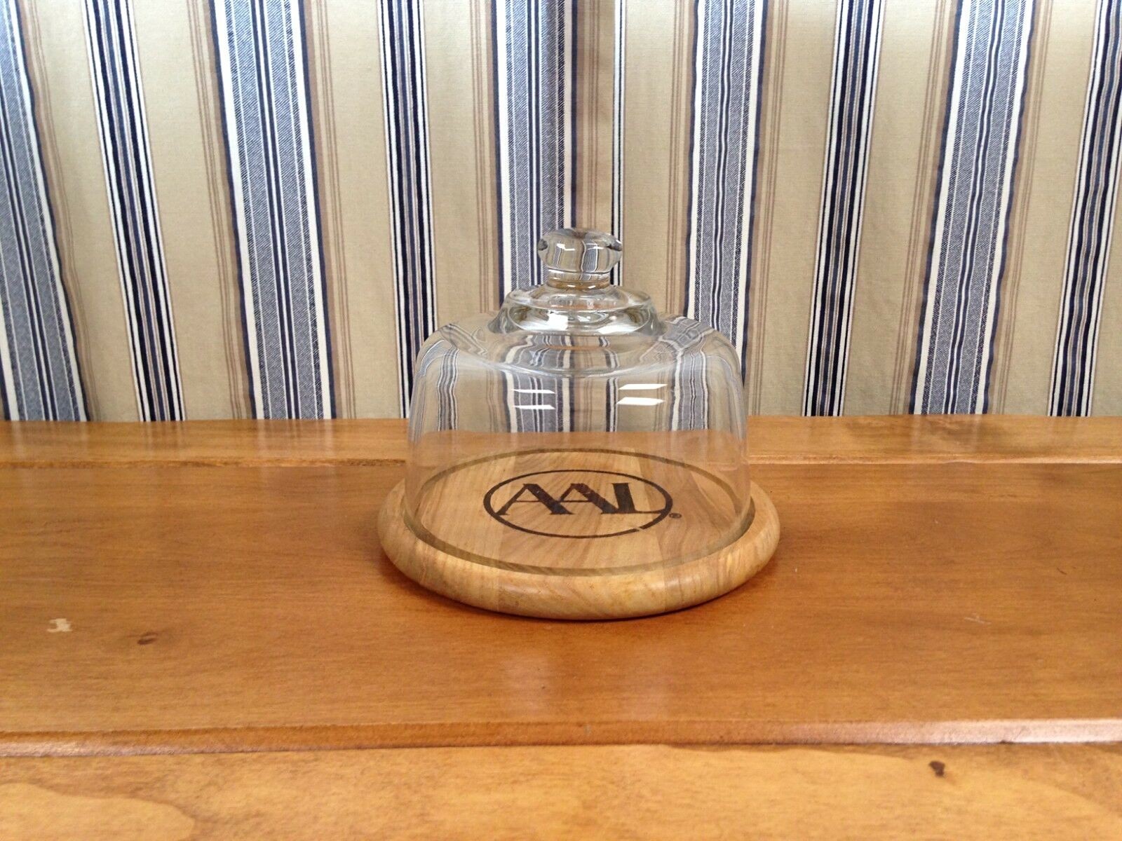 AAL Heavy Glass Domed Cheese Keeper with Wood Base