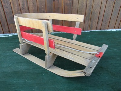 OLD Wooden Baby Sled Wooden Runners and Rope Handle Ready to Use
