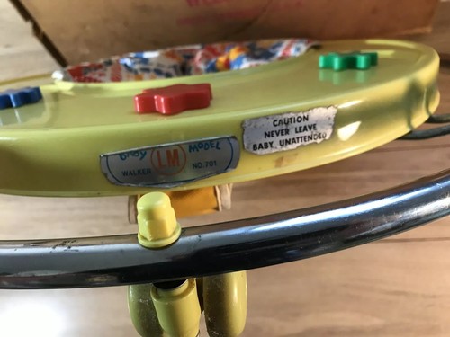 Vintage Mid Century Baby Walker 701 W Box Metal Retractable Legs Prop Welsh VG