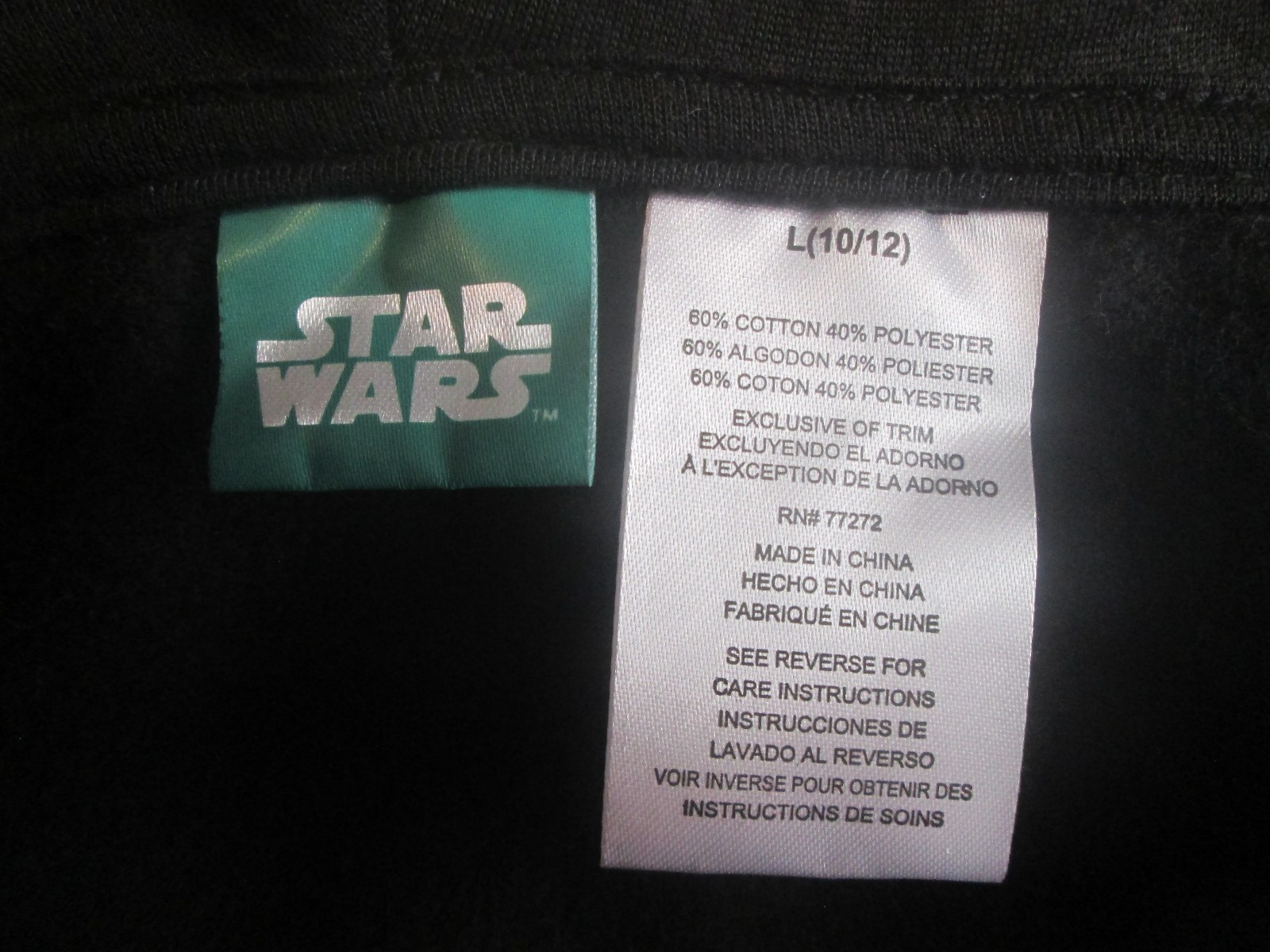 Star Wars Darth Vader Zip Up Sweatshirt HALLOWEEN Hooded mask BOYS LARGE 10/12