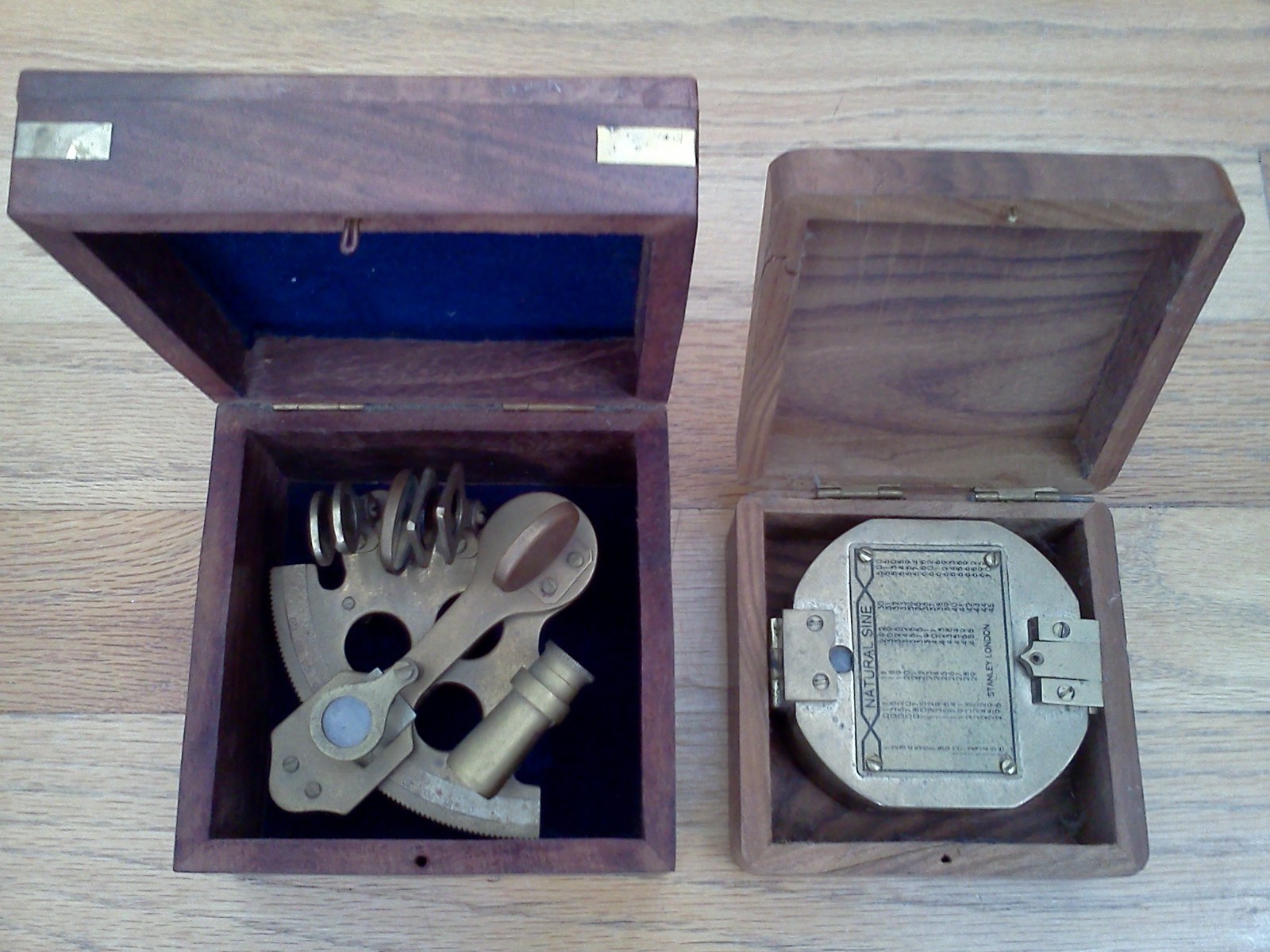Stanley London - Lifeboat Sextant and Miner's Compass - 2 Brass Instruments