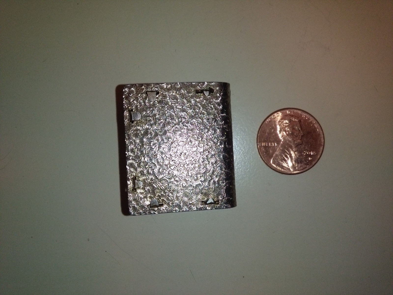 ornate minitaure metal book bible cover 1.25'' x 1''