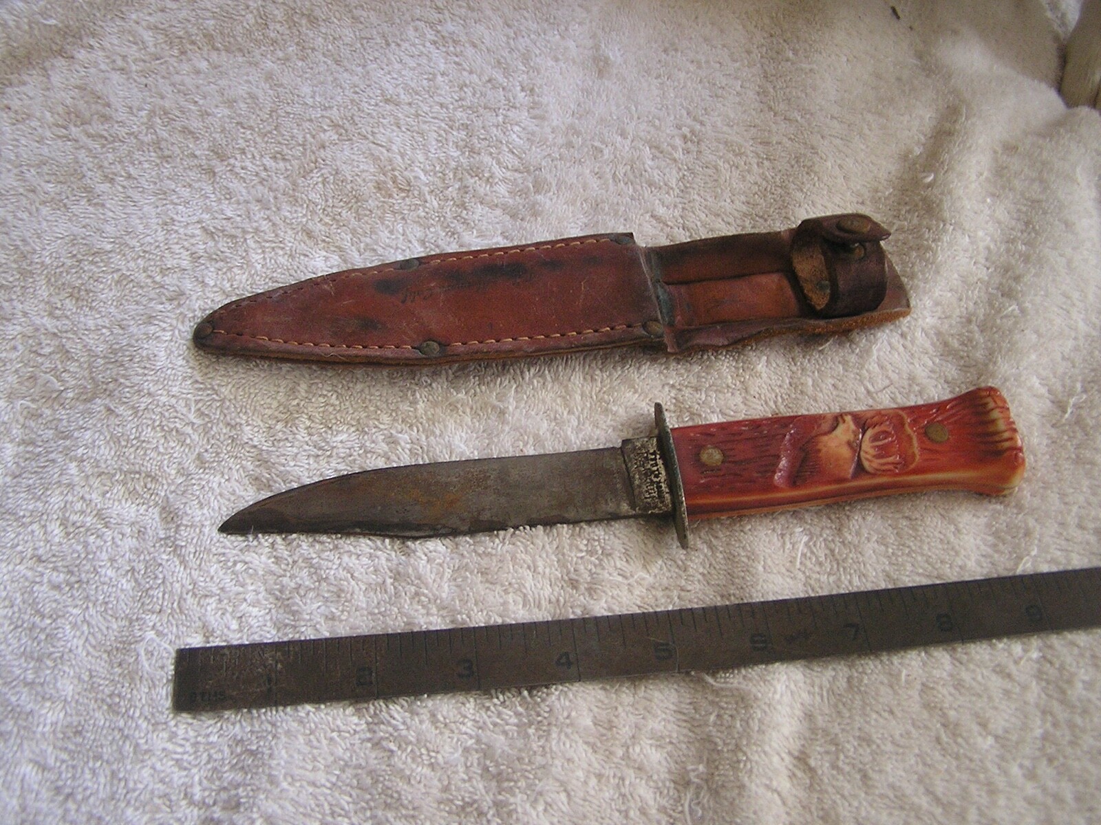 売上実績NO.1 Vintage eBay | Handle on Elk Carved Knife USA Imperial Inch 9 ロッククライミング