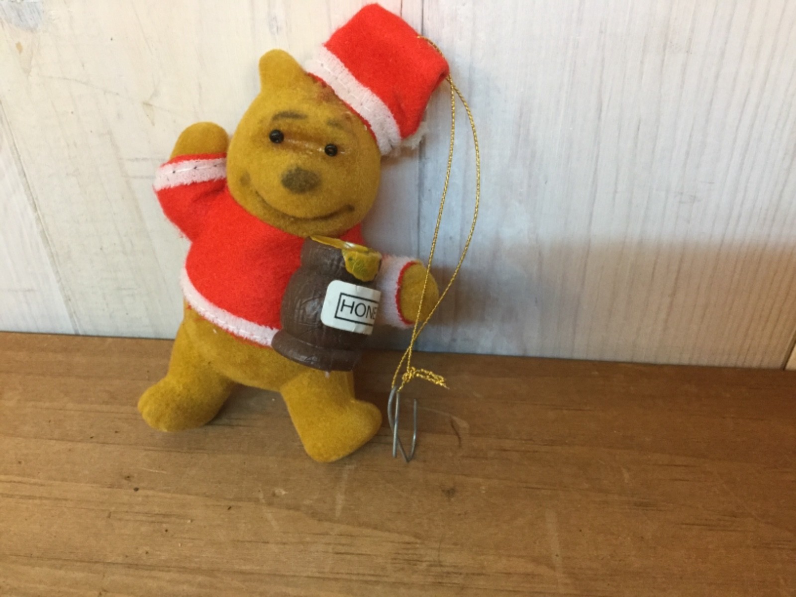 VINTAGE WALT DISNEY PRODUCTIONS WINNIE THE POOH  FLOCKED ORNAMENT HONG KONG