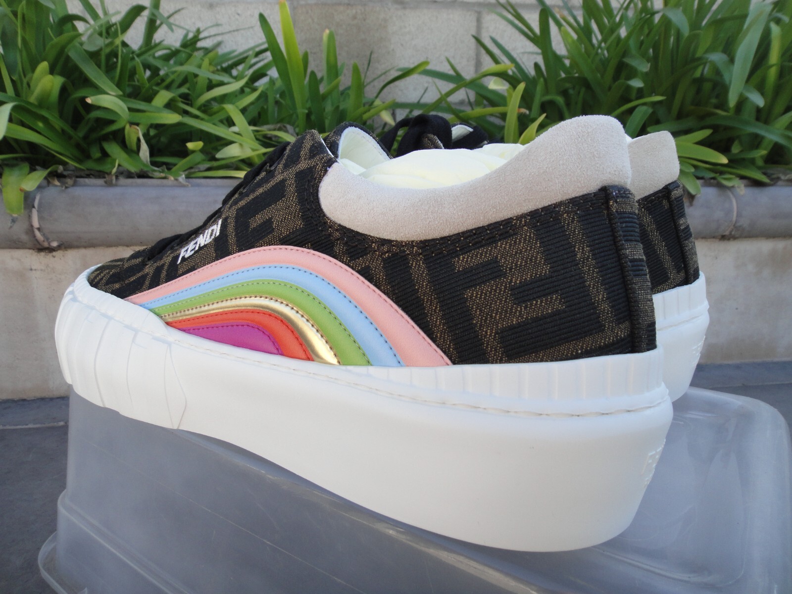 Pre-owned Fendi Force Lt Sneaker, Rainbow, Ff Canvas Suede, Women's Sz Pick Eu37, 38 Or 39