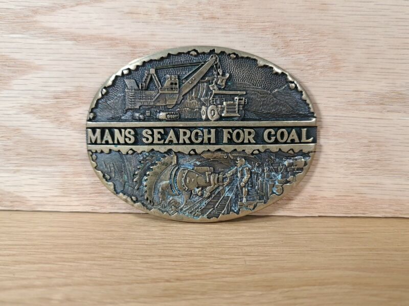 Vintage Mans Search For Coal Solid Brass Belt Buckle Award Design Medals, INC